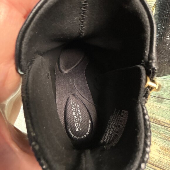 Rockport Ankle Boot Sz 8M Black Leather Pointed Toe Zip Cone Heel Comfort Ladies - Picture 4 of 11